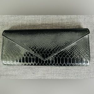 Aldo black faux leather clutch purse